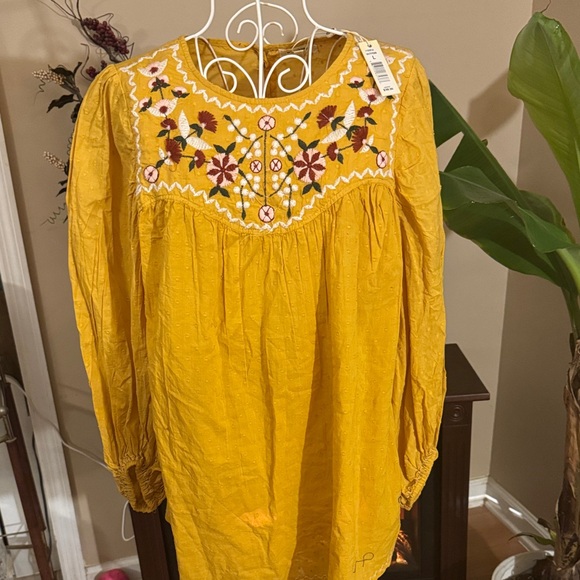 Max Studio Tops - Max Studio Mustard Embroidered Blouse